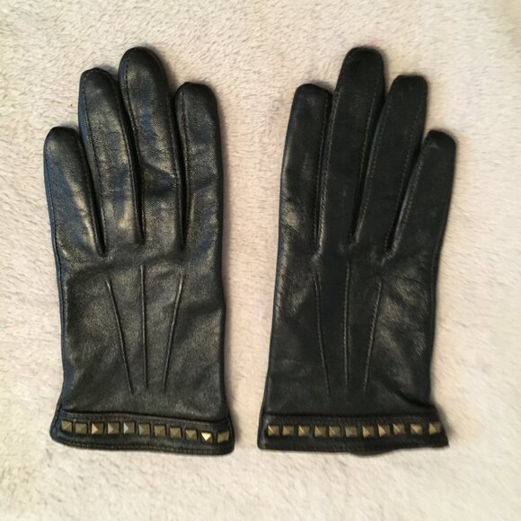 Black leather gloves sz S - Picture 1 of 11